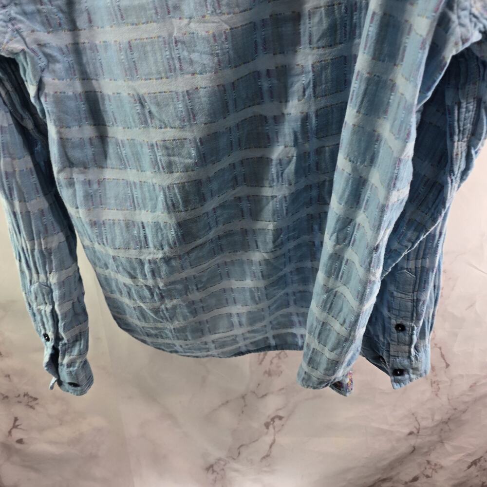 Carbon 2 Cobalt Shirt Mens Large Blue Gauze Double Cotton Button Carbon2Cobalt - Picture 8 of 14